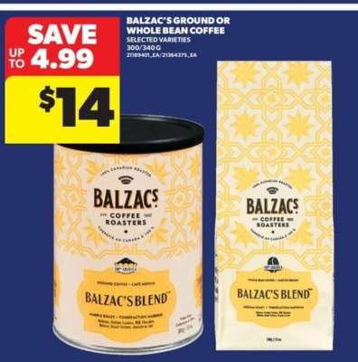 Balzac's Ground or Whole Bean Coffee