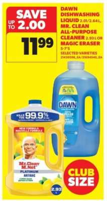 Dawn Dishwashing Liquid, Mr. Clean All-Purpose Cleaner, Magic Eraser