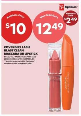 COVERGIRL Lash Blast Clean Mascara or Lipstick