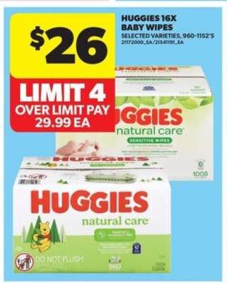 Huggies 16x Baby Wipes