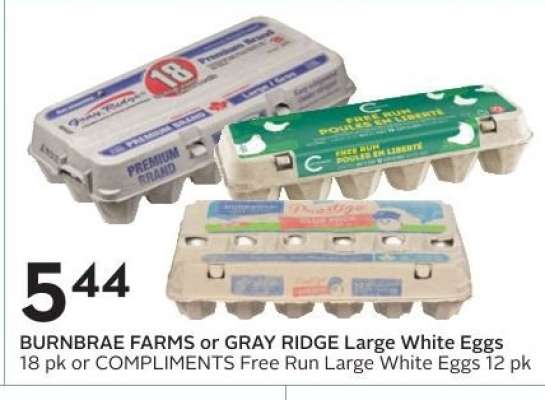 BURNBRAE FARMS or GRAY RIDGE Large White Eggs