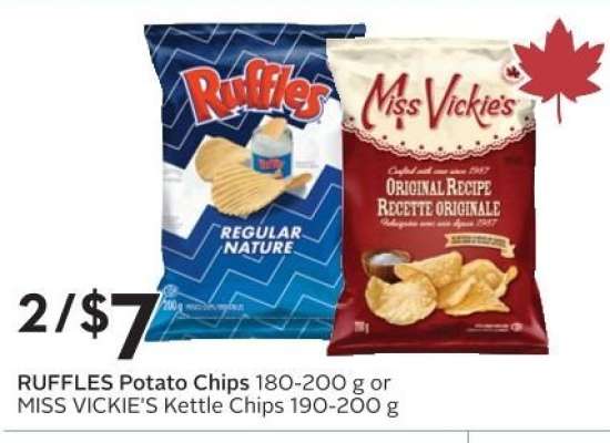 RUFFLES Potato Chips or MISS VICKIE'S Kettle Chips