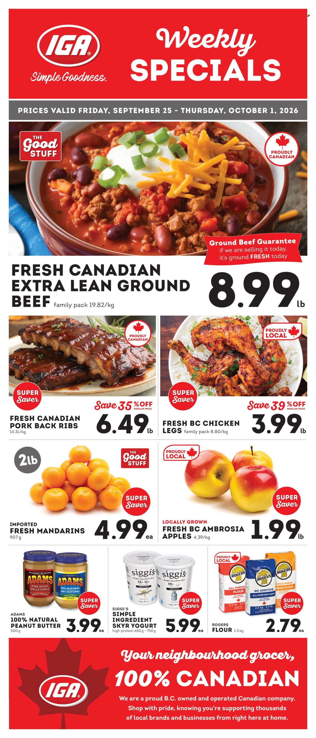IGA Simple Goodness flyer - September 25, 2026 - October 01, 2026. Page 1