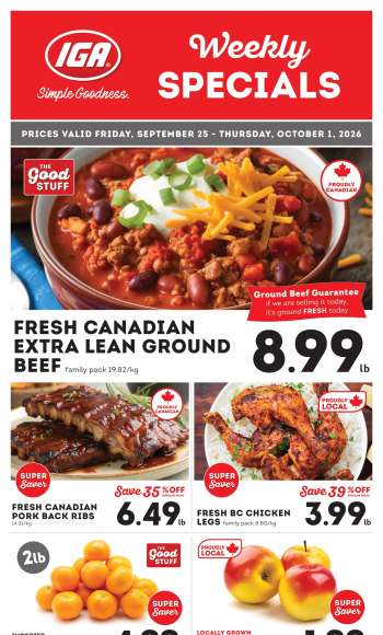 IGA Simple Goodness Flyer - September 25, 2026 - October 01, 2026.