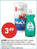 NO NAME Paper Towels / PC Dish Soap / PLANET FIRST Multi-Purpose Cleaner