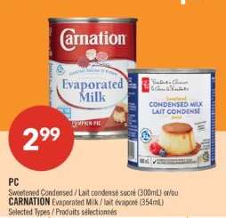 PC Sweetened Condensed / CARNATION Evaporated Milk