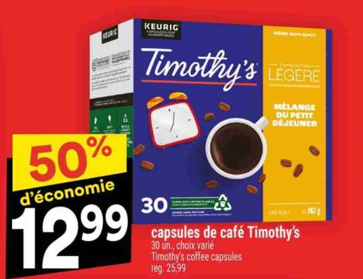 CAPSULES DE CAFÉ TIMOTHY'S