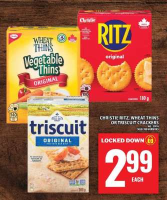 CHRISTIE RITZ WHEAT THINS OR TRISCUIT CRACKERS
