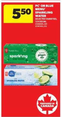 PC or Blue Menu Sparkling Water