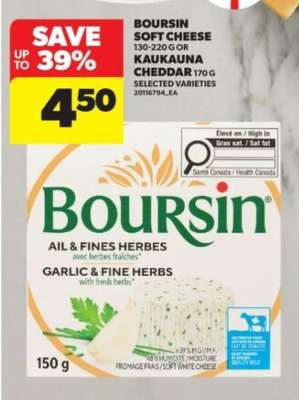Boursin Soft Cheese or Kaukauna Cheddar