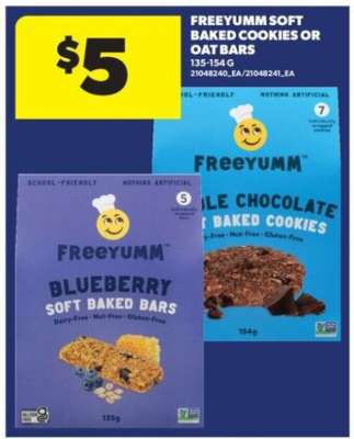 FREEYUMM Soft Baked Cookies or Oat Bars