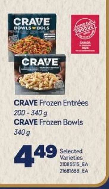 CRAVE Frozen Entrées/Bowls