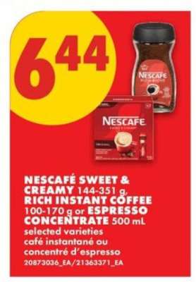 NESCAFÉ SWEET & CREAMY, RICH INSTANT COFFEE, ESPRESSO CONCENTRATE