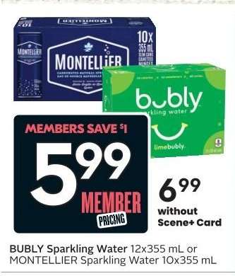 bubly or MONTELLIER Sparkling Water
