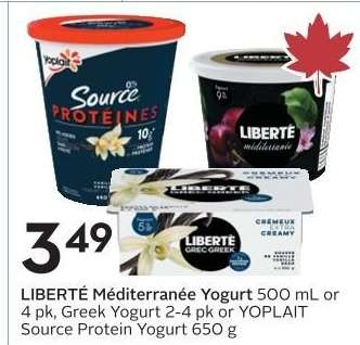 LIBERTÉ Méditerranée Yogurt or YOPLAIT Source Protein Yogurt