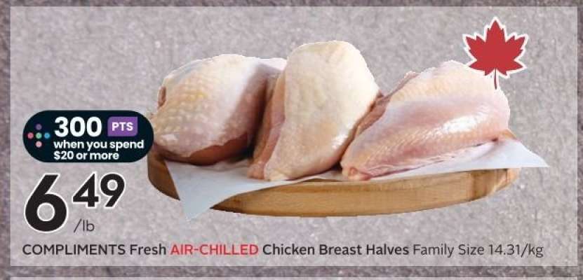 COMPLIMENTS Fresh AIR-CHILLED Chicken Breast Halves Family Size