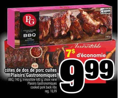 côtes de dos de porc cuites Plaisirs Gastronomiques