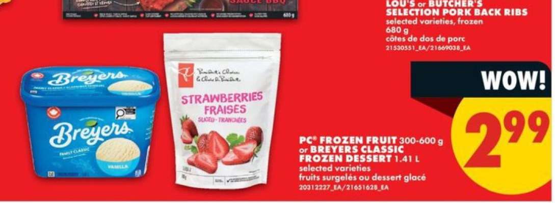 PC Frozen Fruit or Breyers Classic Frozen Dessert