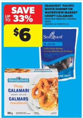Seaquest Pacific White Shrimp or Waterview Market Crispy Calamari