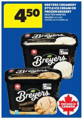 BREYERS CREAMERY STYLE ICE CREAM OR FROZEN DESSERT