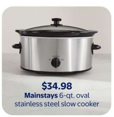 Mainstays 6-qt. Oval Stainless Steel Slow Cooker