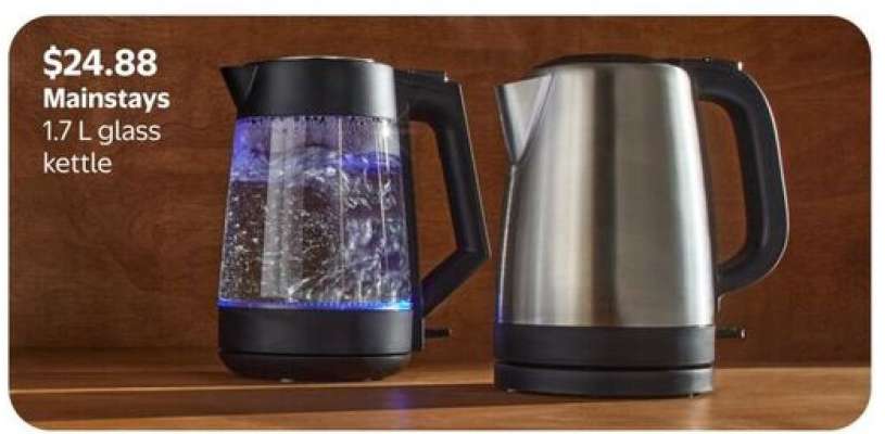 Mainstays 1.7 L glass kettle