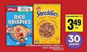 Kellogg's Rice Krispies Cereal / Post Shreddies