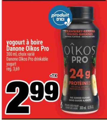 yogourt à boire Danone Oïkos Pro