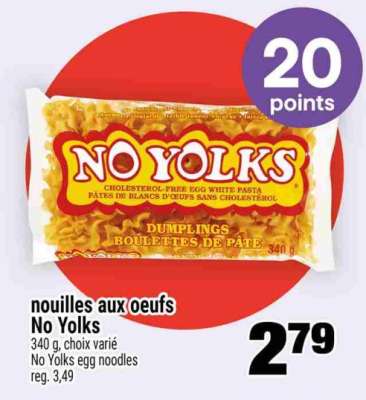 nouilles aux oeufs No Yolks
