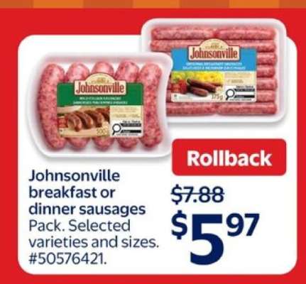 Johnsonville Breakfast or Dinner Sausages