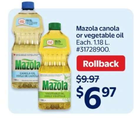 Mazola canola or vegetable oil