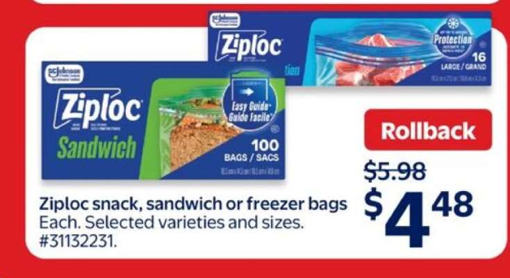 Ziploc Snack, Sandwich or Freezer Bags