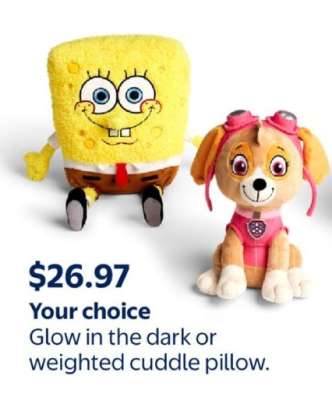 Glow in the dark or weighted cuddle pillow