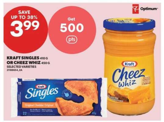 KRAFT SINGLES OR CHEEZ WHIZ