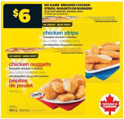 NO NAME Breaded Chicken Strips, Nuggets or Burgers