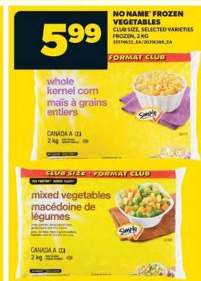 NO NAME FROZEN VEGETABLES