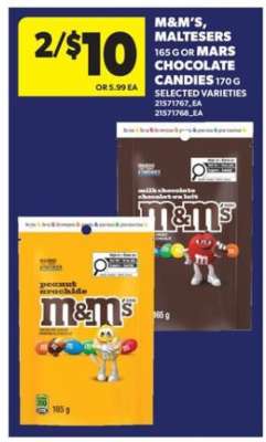 M&M's, Maltesers or Mars Chocolate Candies