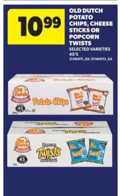 Old Dutch Potato Chips, Cheese Sticks or Popcorn Twists