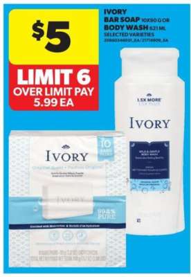 IVORY BAR SOAP OR BODY WASH