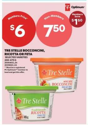 Tre Stelle Bocconcini, Ricotta, or Feta