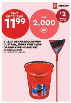 Vileda Oskar Broom with Dustpan, Super Twist Mop or Quick Wring Bucket