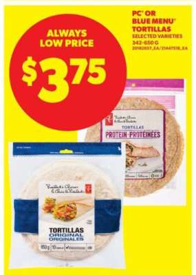PC or Blue Menu Tortillas