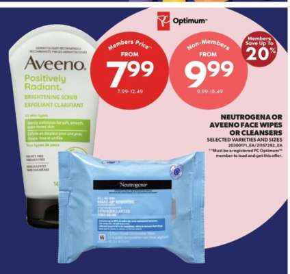 Neutrogena or Aveeno Face Wipes or Cleansers