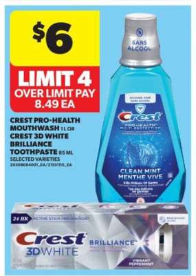 Crest Pro-Health Mouthwash or Crest 3D White Brilliance Toothpaste