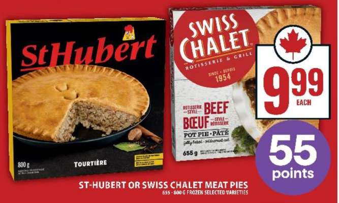 ST-HUBERT OR SWISS CHALET MEAT PIES