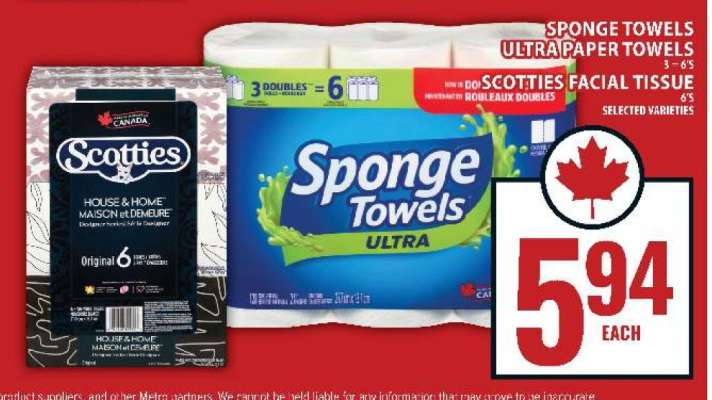 Sponge Towels Ultra Paper Towels / Scotties Facial Tissue