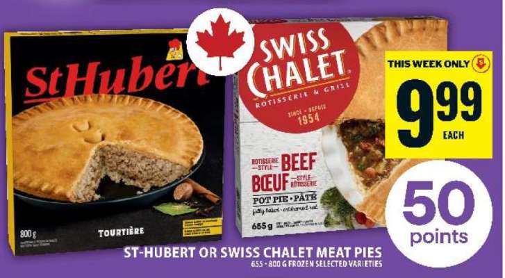 ST-HUBERT OR SWISS CHALET MEAT PIES