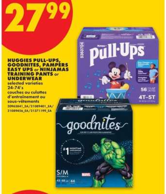 Huggies Pull-Ups, Goodnites, Pampers Easy Ups or Ninjamas