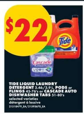 Tide Liquid Laundry Detergent or Cascade Auto Dishwasher Tabs