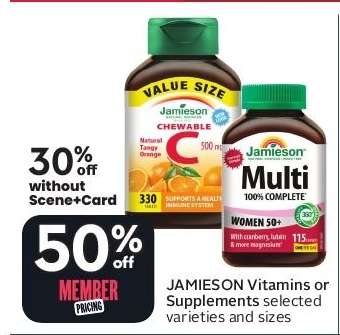 JAMIESON VITAMINS OR SUPPLEMENTS